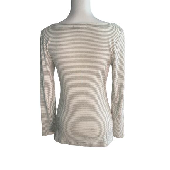 Banana Republic White and Silver Long Sleeve top Medium - Picture 3 of 4